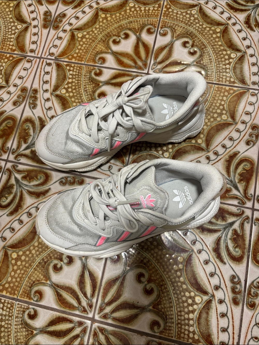 adidas Women's White & Pink Retro Chunky Sneakers